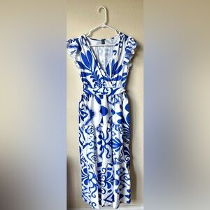 Blue and White Abstract Dress